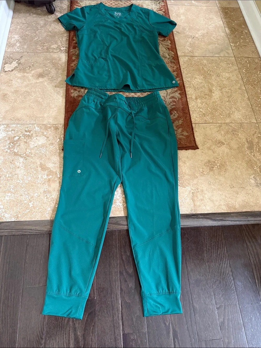 Barco Uniforms Teal Medical Scrub set Green.